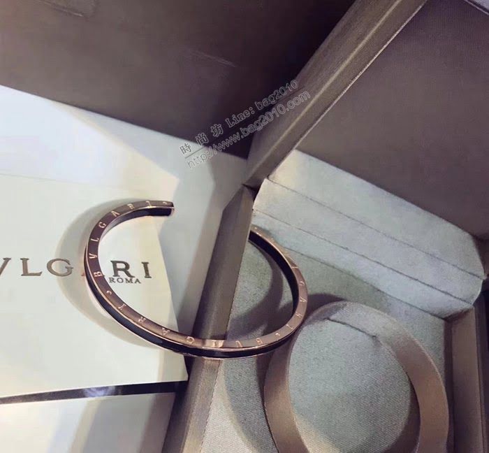 Bvlgari飾品 寶格麗新款925純銀 玫瑰金黑陶手鐲  zgbq3244